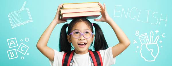 A kid that has a books in her head